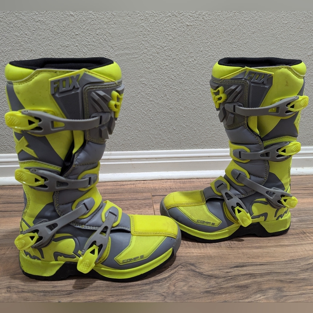 Fox Yellow Motocross Boots with Protective Panels
